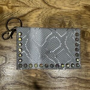 New Keep it Gypsy Becca silver snake print leather credit card holder.
